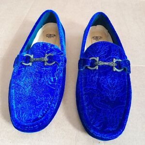 Royal Shoes Men Suede Slip on Dress Blue Formal Size 12